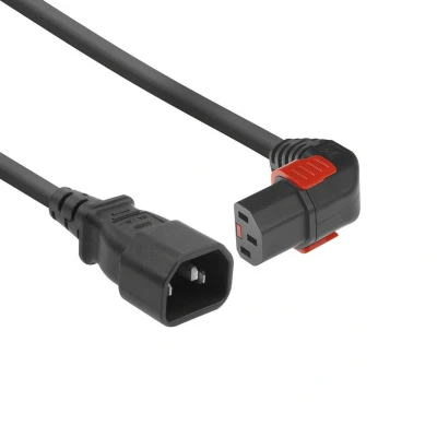 Afbeelding van ACT AK5269 230V Stroomkabel C14/C13 (Haaks Omlaag) Lockable Zwart 3 meter