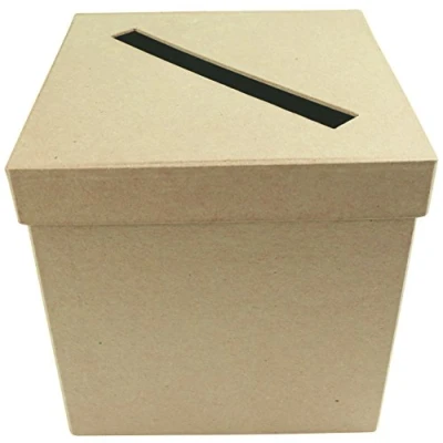 Afbeelding van Décopatch EV013O een set van 2 urnen bruin papier maché inschuifbaar 18 x cm en 19 cm, vierkante