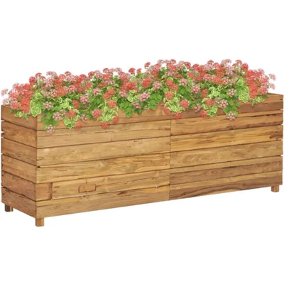 Afbeelding van Plantenbak verhoogd 150x40x55 cm massief teakhout en staal
