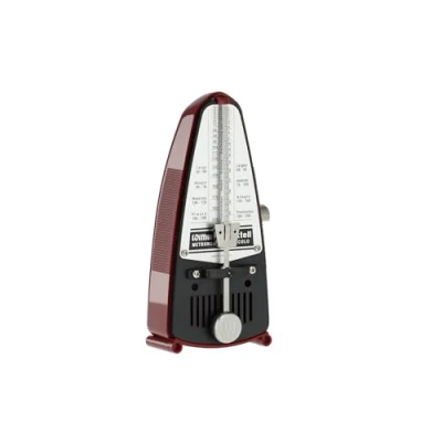 Image de Wittner Métronome Taktell Piccolo Série 830 Boîtier en plastique Sans cloche Rouge rubis Mécanique à remonter Pas de piles nécessaires Fabriqué Allemagne