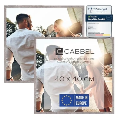 Afbeelding van CABBEL Set van 2 fotolijsten, stabiele mdf lijst, onbreekbaar plexiglas, om op te hangen en neer zetten, ideaal voor foto&#039;s, afbeeldingen, collages, grijs (beton), 40 x cm