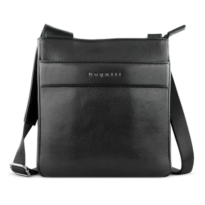 Afbeelding van bugatti Nome sac à bandoulière pour homme en cuir, petit avec fermeture éclair, noir