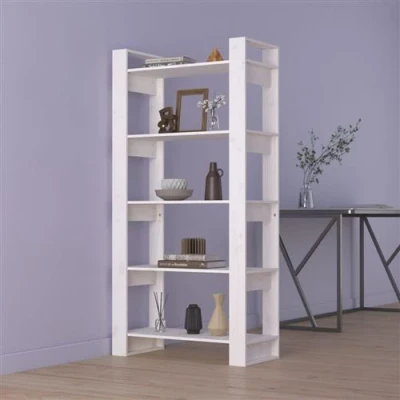 Afbeelding van vidaXL Boekenkast/kamerscherm 80x35x160 cm massief hout wit