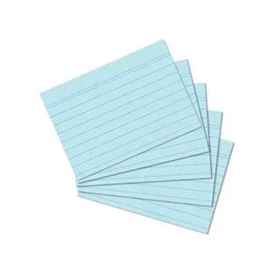 Image de Herlitz fiches , format a7, lignées, bleu carton, sans bois, couleur des lignes bleu, double ligne pour la tête contenu 100
