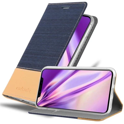 Afbeelding van Cadorabo Hoesje geschikt voor Apple iPhone X / XS in DONKERBLAUW BRUIN Beschermhoes met magnetische sluiting, standfunctie en kaartvakje Book Case Cover Etui