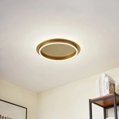 Afbeelding van Lindby LED plafondlamp Kunis, goud, kunststof, Ø 46cm