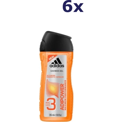 Afbeelding van 6x Adidas Douche &amp; Shampoo Men Adipower 250 ml