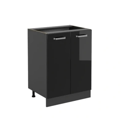 Afbeelding van Vicco Keukenonderkast R Line, Zwart hoogglans/Antraciet, 60 cm zonder werkblad