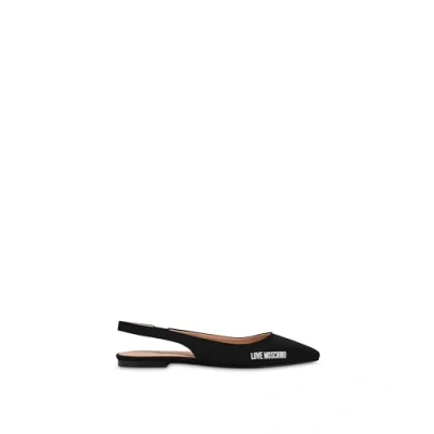 Afbeelding van Love Moschino LOGO Slingback ballerina ́s, Dames, Maat: 37, Nero Textiel