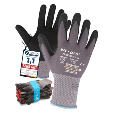 Afbeelding van Trevendo Werkhandschoenen Super Tech Flex nylon gebreide handschoenen, zwart/grijs, Maat 11, 12 paar