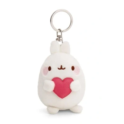 Afbeelding van MOLANG Sleutelhanger met hart 8 cm wit dierenhanger metalen ring om op te hangen aan sleutels, touw, tas en meer