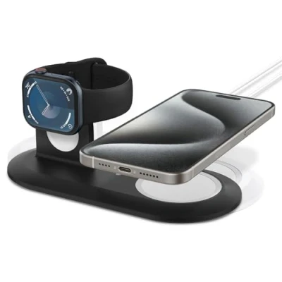Afbeelding van Spigen Mag Fit Duo Ontworpen voor MagSafe Charger Pad/Ontworpen Apple Watch Stand All Series Zwart
