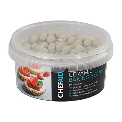 Afbeelding van Chef Aid Herbruikbare keramische bakbonen en blinde gewichten in opbergbuis, Oven Beads voorkomen gebak krimpen, blind bake quiche, pies and tarts, hittebestendigheid, ca. 500 g.