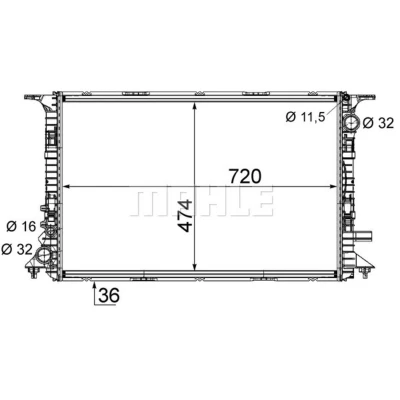 Afbeelding van MAHLE ORIGINAL CR 1201 000S Radiateur voor voertuigen met airco 720 470 32 Koelribben gesoldeerd