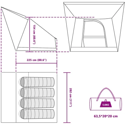 Afbeelding van vidaXL Tent Blauw 282 x 225 154 cm