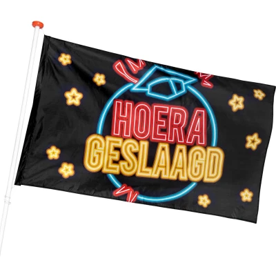 Afbeelding van Vlag Hoera Geslaagd Neon 90x150cm