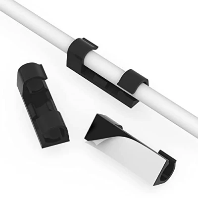 Afbeelding van URAQT Kabelklemmen, 40 Stuks Kabel Netjes Clips, Zelfklevende Draad Clips Kabelbeheer, Kabelhouder Geschikt voor Binnen 7 mm Diameter, Zwarte