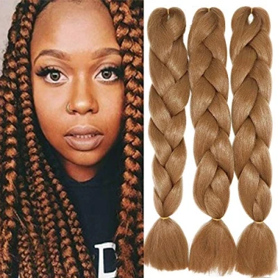 Image de 24&quot; Extensions Pour Tresse Jumbo Braid Kanekalon Extension Cheveux au Crochet Tressage synthétique Africaine Lot de 3 (Auburn Clair)