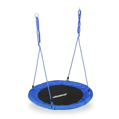 Afbeelding van Relaxdays nestschommel Ø 90 cm verstelbaar tot 100 kg blauw