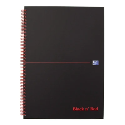 Image de Oxford black n red 400047608 cahier à spirales a4 140 pages noir