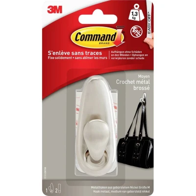 Afbeelding van 3M Command ® medium metalen haak „klassiek (l x b h) 83 32 mm Nikkel (geborsteld) Inhoud: 1 stuk(s)