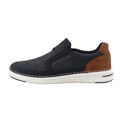 Afbeelding van TOM Tailor Instappers, Heren, Maat: 45, Navy Imitatieleer/ textiel