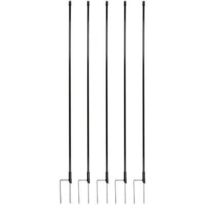 Afbeelding van horizont strongLine 5 stuks glasvezelharingen, 120 cm hoog, 13 mm diameter, met dubbele punt, zwart, reservegrondpen voor weidehek