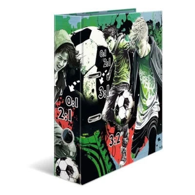 Afbeelding van HERMA A4 voetbalmap 7 cm breed voor kinderen, met sportmotief, kleurrijke map binnenprint, jongens en meisjes