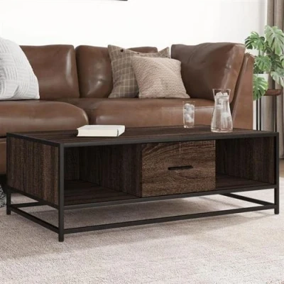 Image de vidaXL Table basse chêne marron 100x57x35cm bois d&#039;ingénierie et métal848763