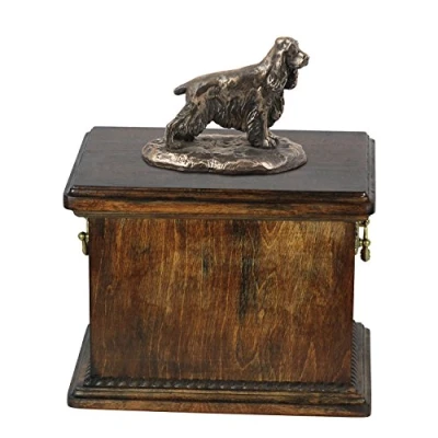 Afbeelding van Elegante urn hond voor de as van een Engelse Cocker Spaniel met beeldje