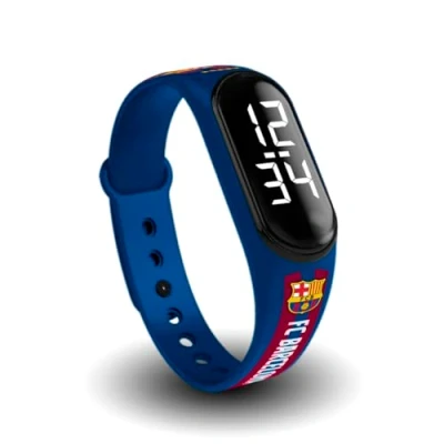 Afbeelding van FIT &amp; FUN Digitaal horloge met officiële FC Barcelona armband, waterdicht, sporthorloge kalenderfuncties, officieel Barça design, 1e outfit, seizoen 23 24, wapen Barcelon A
