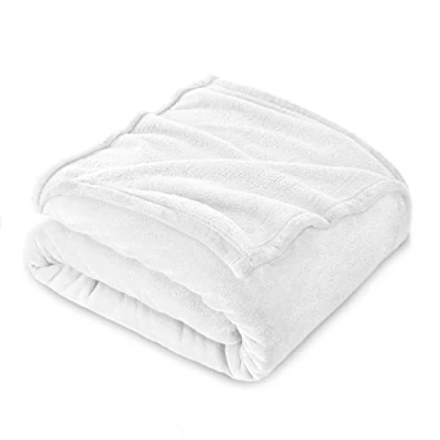 Afbeelding van Flanel fleecedeken, 130 x 160 cm, bankovertrek, fleece, deken voor eenpersoonsbed, dik, zacht en warm, hoogwaardige deken, wit