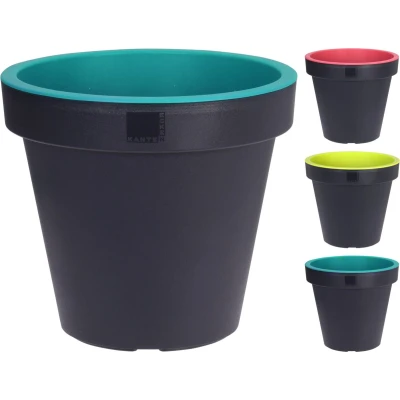 Afbeelding van Bloempot ek rond 25 cm zwart met groen