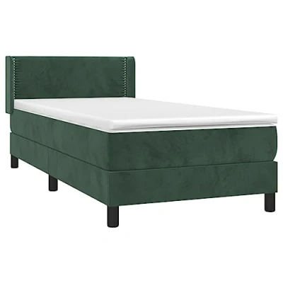 Afbeelding van vidaXL Boxspring met matras fluweel donkergroen 90x190 cm
