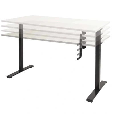 Afbeelding van Dextro slinger zit/sta 180x90cm, hoogte verstelbare werkplek dmv slinger, T poot frame. Frame kleur aluminium (RAL9006) en blad Schaduwzwart