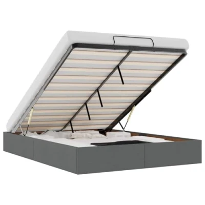 Afbeelding van vidaXL Bedframe zonder matras 140x190 cm stof donkergrijs