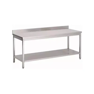 Afbeelding van Gastro M RVS werktafel met onderblad en achteropstand 88x120x60cm