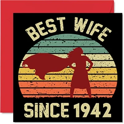 Afbeelding van 82e huwelijksverjaardag kaart voor vrouwen van echtgenoot beste vrouw sinds 1942 cadeau partner, wenskaarten