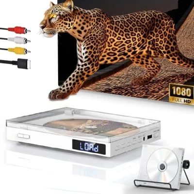 Afbeelding van Maite Draagbare mini dvd speler met 1080p HDMI poort, NTSC/PAL AV uitgang, voor tv AV/HDMI/USB weergave, afstandsbediening en standaard, zonder blueray ondersteuning