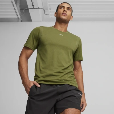 Afbeelding van Puma FIT Triblend Ultrabreathe Tshirt basic, Heren, Maat: Small, Olive green