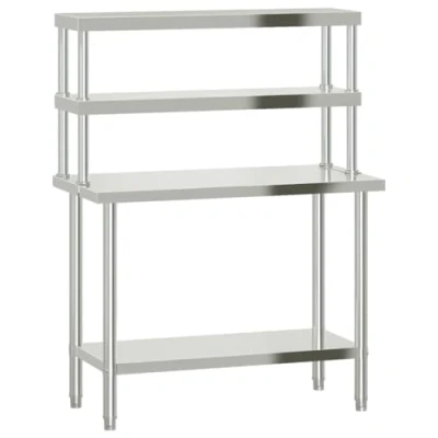Afbeelding van vidaXL Keukenwerktafel met bovenschap 110x55x150 cm roestvrij staal
