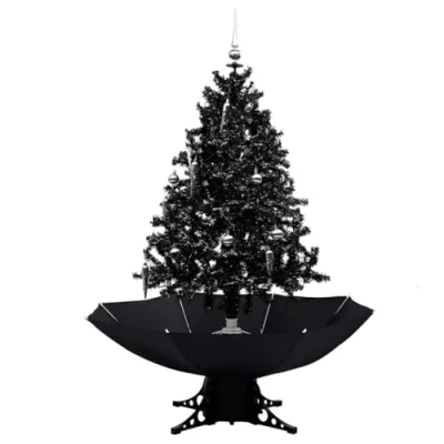 Image de vidaXL Arbre de Noël neigeux avec base parapluie Noir 140 cm PVC289932