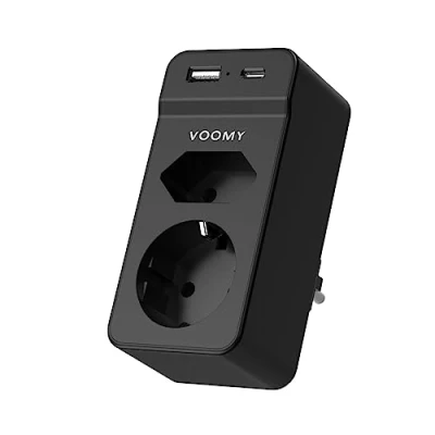 Afbeelding van Voomy Verdeelstekker 1 USB C &amp; A Poort 2 stopcontacten 4000W Zwart