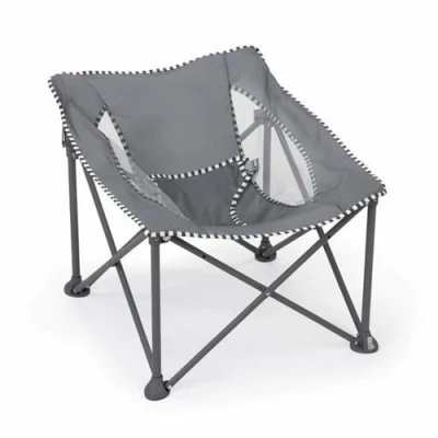 Image de BRIGHT STARS Transat bébé pliable Gris Pop &#039;N Chill, pare soleil SPF +50 et sac de transport inclus
