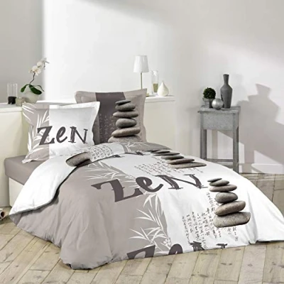 Afbeelding van douceur d&#039;intérieur, 3 delige set (240 x 220 cm) Zen kiezelstenen, 100% katoen