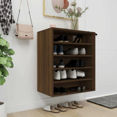 Afbeelding van Schoenenkast 60x35x70 cm bewerkt hout bruineikenkleurig