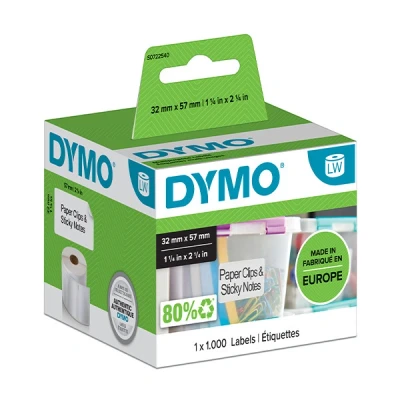 Image de DYMO LabelWriter Boite de 1 rouleau 1000 étiquettes Multi usages (Adhésif semi permanent) 57mm x 32mm