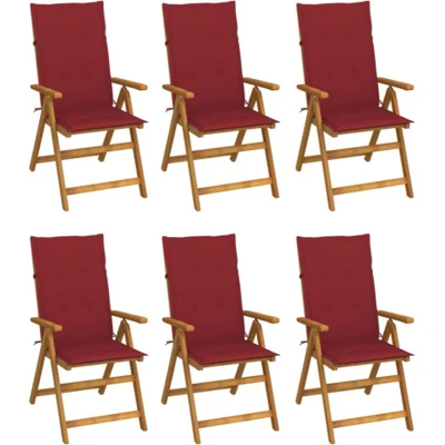 Afbeelding van Tuinstoelen 6 st inklapbaar met kussens massief acaciahout