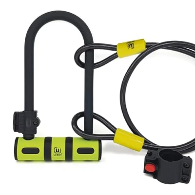 Afbeelding van URBAN UR80150B U fietsslot, hoge sterkte, licht + kabel veiliger en praktischer, vork ø13 van gehard staal met dubbele vergrendeling, eenvoudige draagbeugel, universeel slot voor