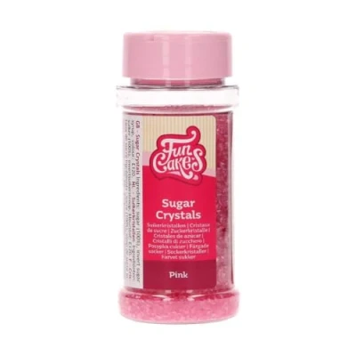 Image de FunCakes Cristaux de sucre roses : saupoudrées gâteau, excellent goût, parfait pour la décoration gâteaux, cupcakes 80 g.